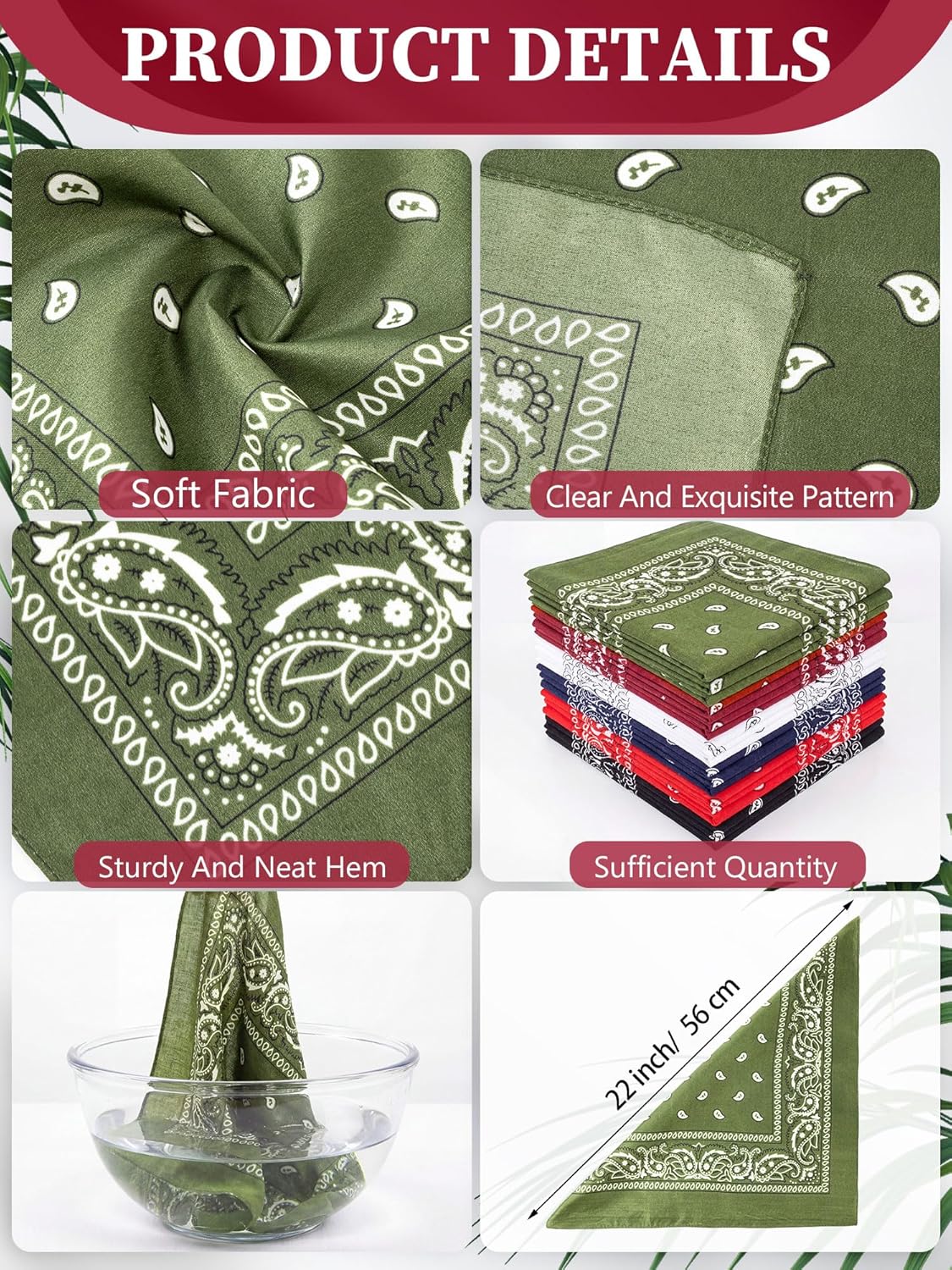 Unittype 60 Pieces Paisley Bandanas Bulk Unisex Cowboy Bandanas Western Novelty Headband Handkerchief for Women Men Costume