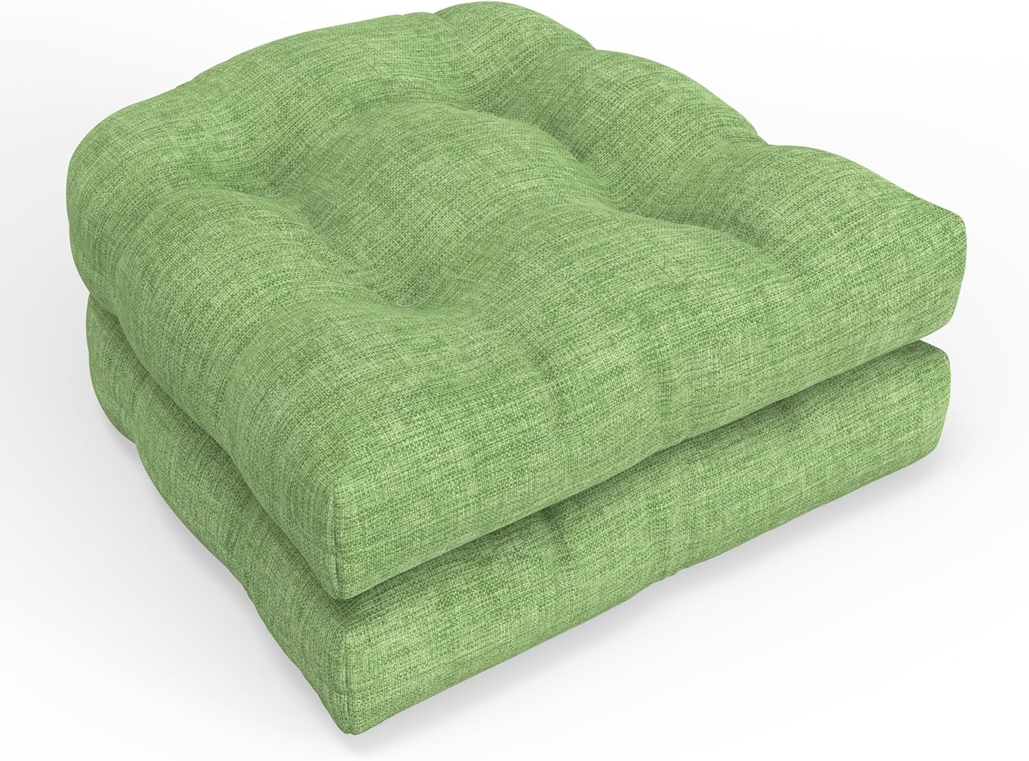 Pillow Perfect Solid Indoor/Outdoor Wicker Chair Seat Cushion, Tufted, Weather, and Fade Resistant, 19" x 19", Splash Raspberry, 2 Count