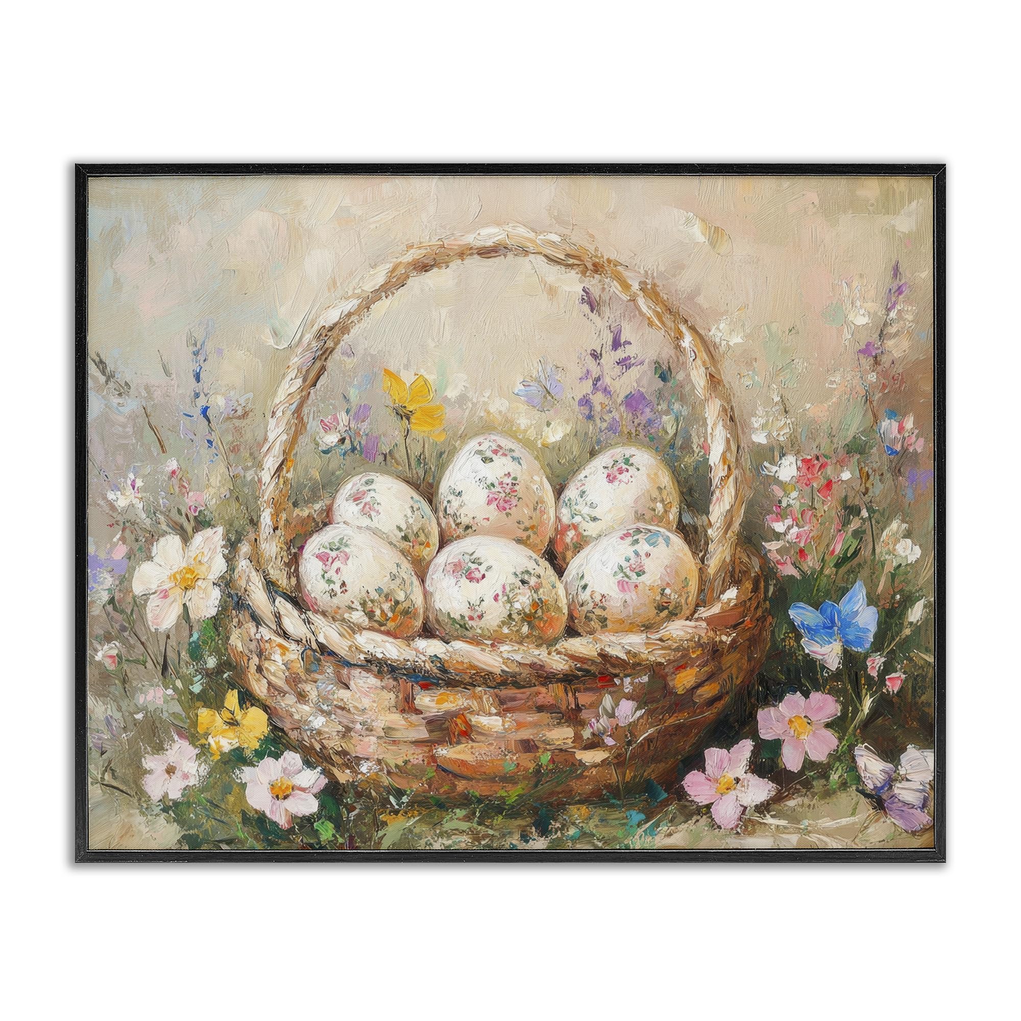 Giclée artistique Fleurs délicates pour Pâques avec cadre gris haut de gamme