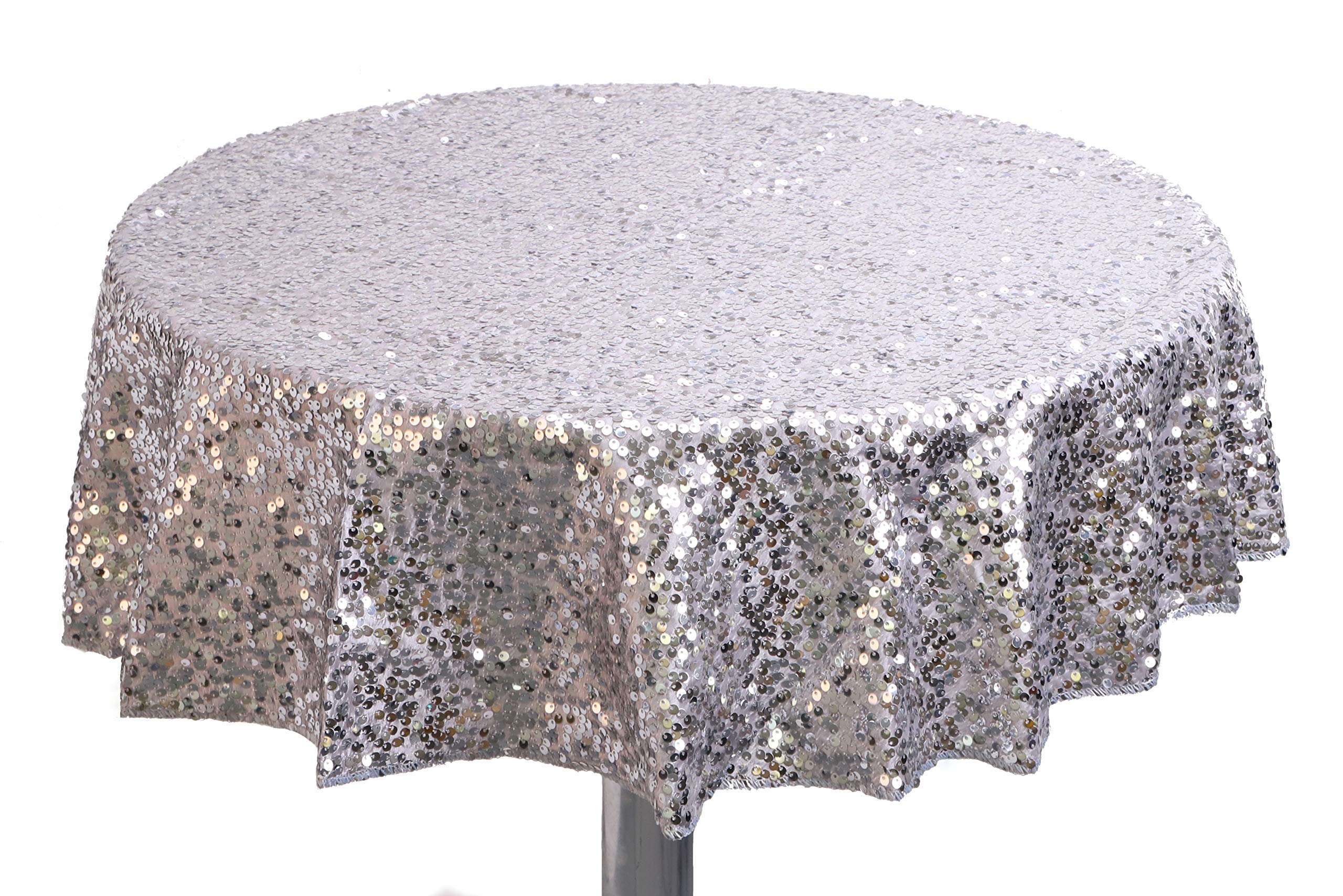 Christmas Concepts® Silver Sequin Round Table Cloth - 36 Inches - Home Decoration/Party Decoration - Luxury Dining Table Accessories