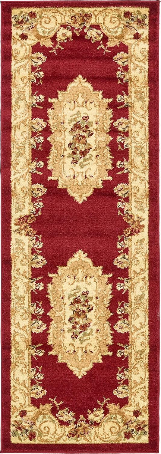 Unique Loom Versailles Collection Area Rug - Henry (2' x 6' 1" Runner Red/Brown)