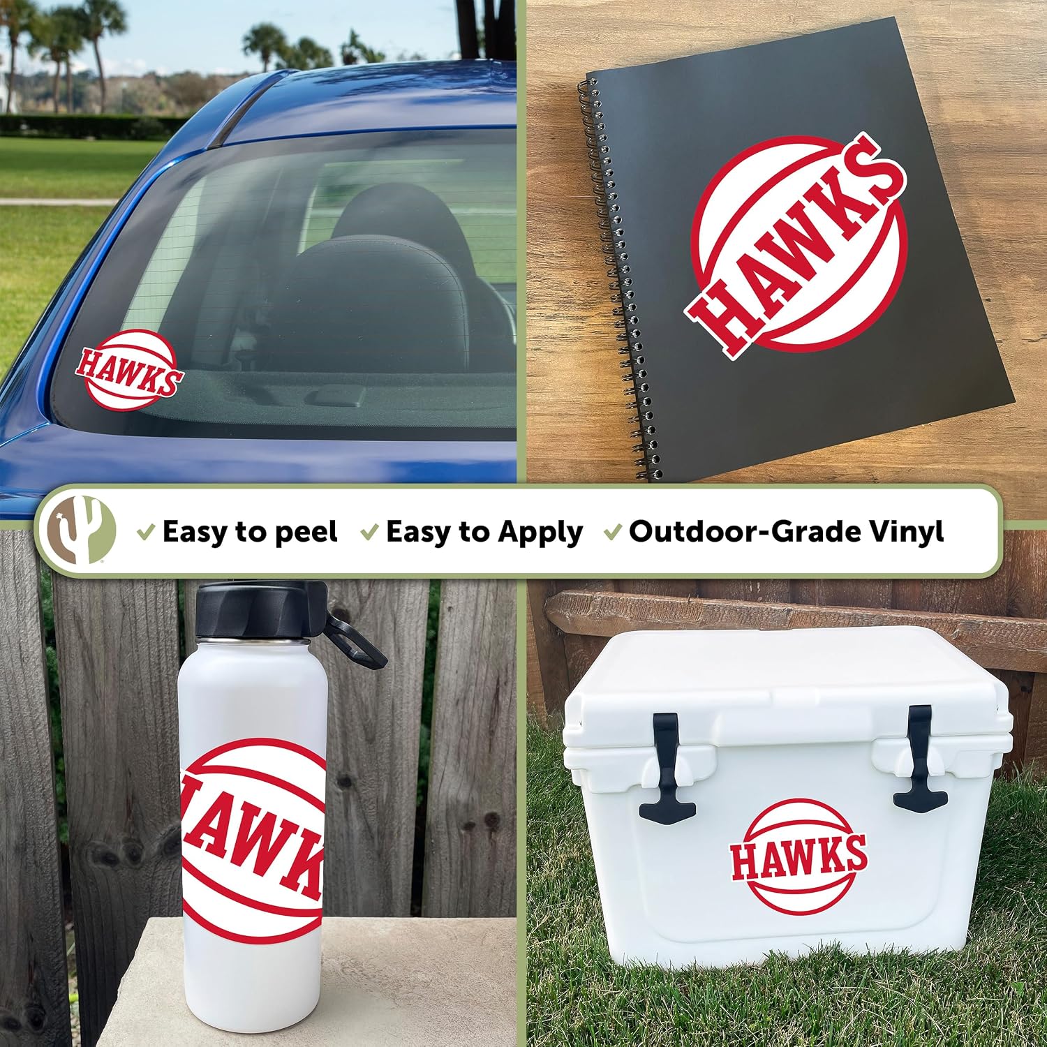 Desert Cactus Atlanta Hawks Sticker NBA Officially Licensed Vinyl Decal Laptop Water Bottle Car Scrapbook (Individual 4)