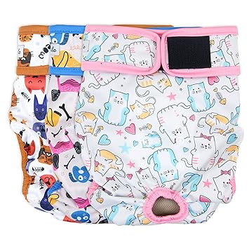 Grecle Washable Female Dog Diapers - Premium Reusable Diapers for Doggie in Heat - Highly Absorbent Dog Diapers Female for Pet Incontinence with Adjustable Snaps (Cat and Dog, L)