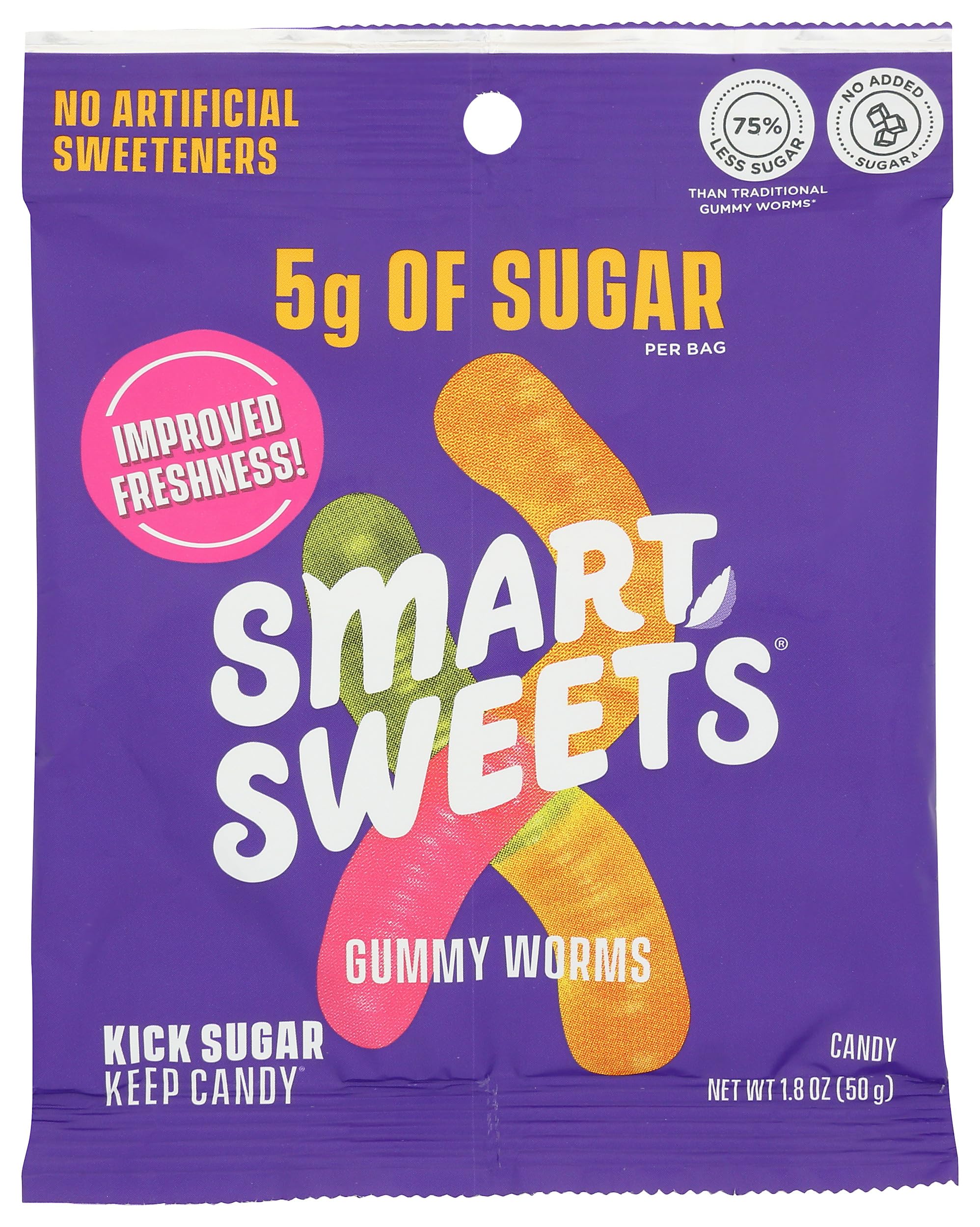 Smart Sweets, Gummy Worms, 1.8 Ounce