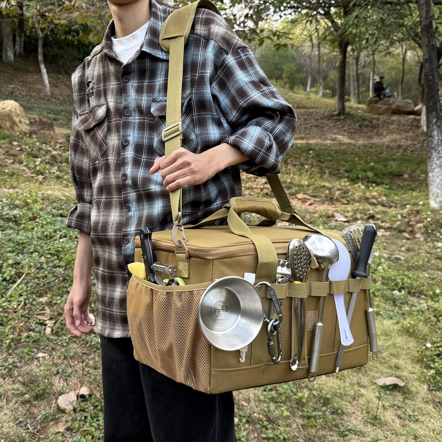 Tactical Camping Storage Bag 28L Tactical Utility Tote Bag Camping Cookware Organizer Trunk Organizer - Image 7