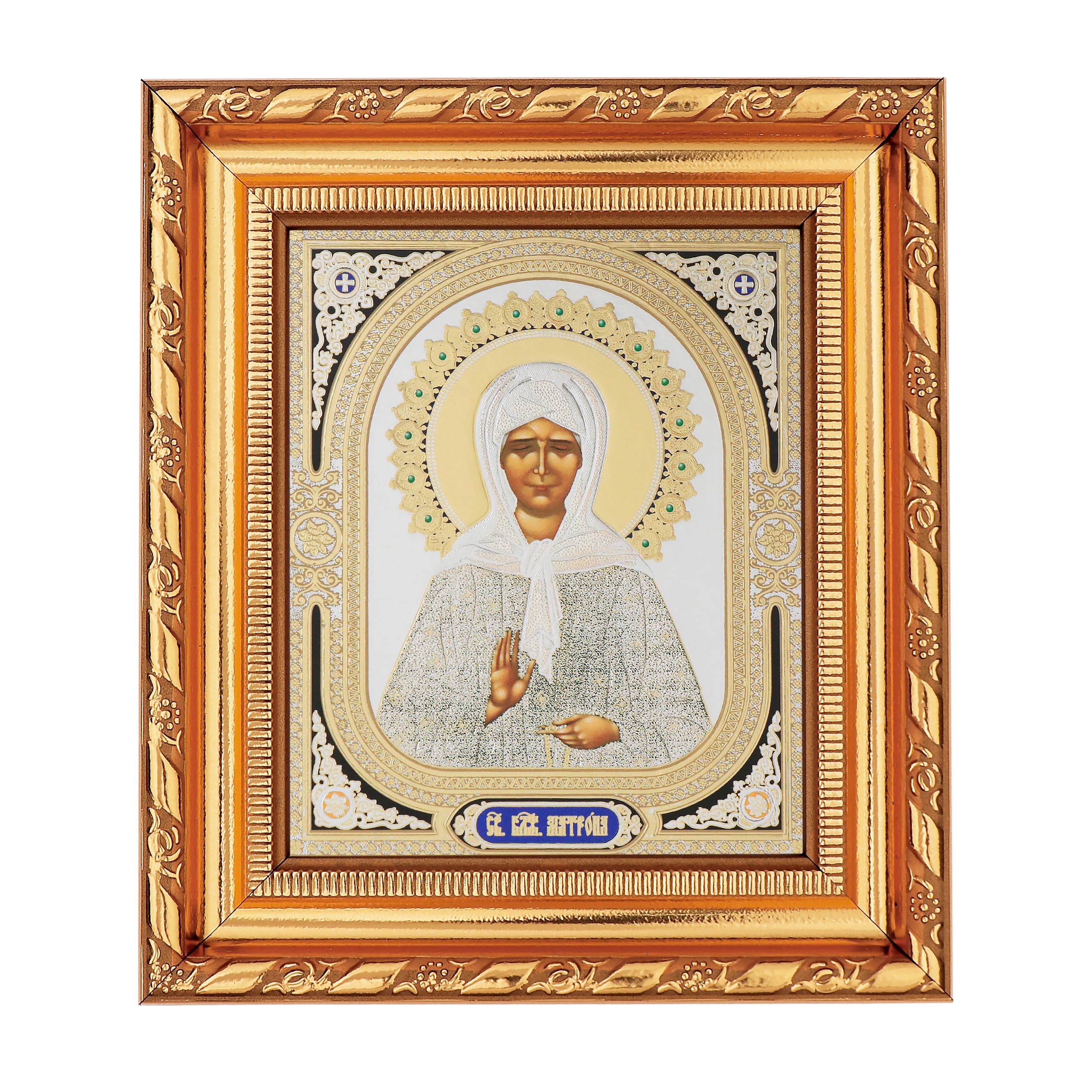 NKlaus Saint Matrona Icon in Frame with Glass 14 x 16 cm Christian Orthodox 11370, Hl. Matrona, 16L x 14W cm