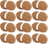 Vista 39 de Hombys Hilo de felpilla gruesa verde salvia para tejer a ganchillo y tejer, hilo grueso y esponjoso súper voluminoso para tejer a mano manta, hilo