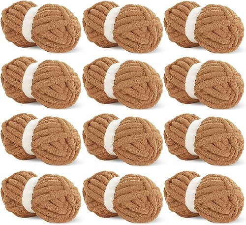 Vista 151 de HOMBYS Hilo de felpilla grueso y voluminoso para tejer a mano, hilo grueso y esponjoso para tejer a mano, hilo de felpa suave, paquete de 8