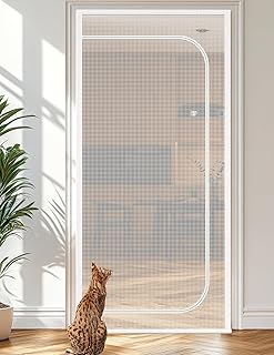 Cat Screen Door, Extra Tall Cat-Proof Mesh Gate, Fit Door Size 32'' x 80'',