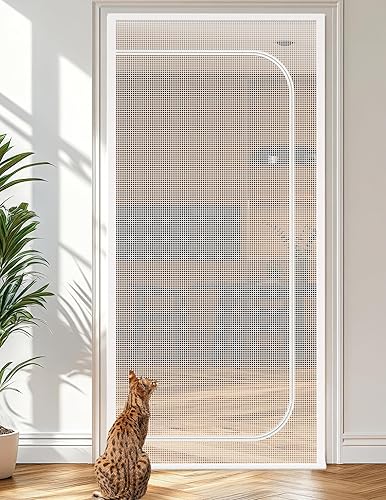 Cat Screen Door, Extra Tall Cat-Proof Mesh Gate, Fit Door