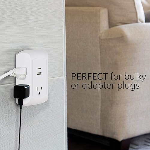 Miniatura 5 de GE 6 - Adaptador de tomacorriente de pared, con tomas muy separadas para cargador de teléfono celular