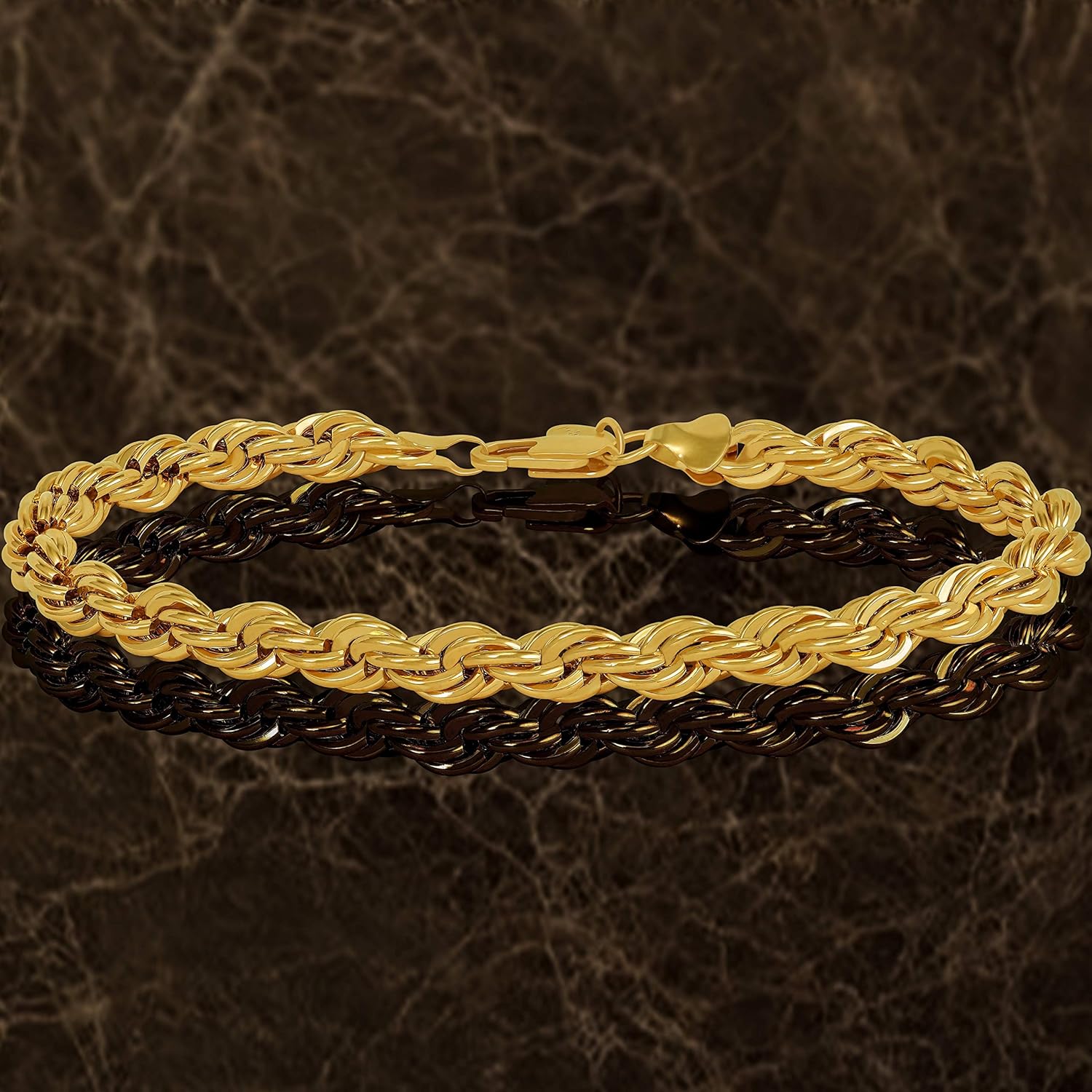 LIFETIME JEWELRY 7mm Rope Chain Bracelet for Men and Women 24K Real Gold Plated - Image 6