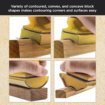 Dura-Gold 12-Piece Contoured Profile 4 Hand Sanding Block Set with 40