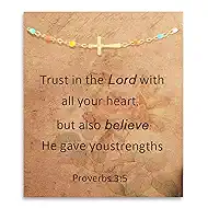 Honsny Cross Bracelets for Women Trendy 18K Gold Plated Bracelet Christian Baptism Friendship Religious Easter Gifts for Valentine's Day Sister Best Friend Birthday Gifts for Women Bestie Jewelry