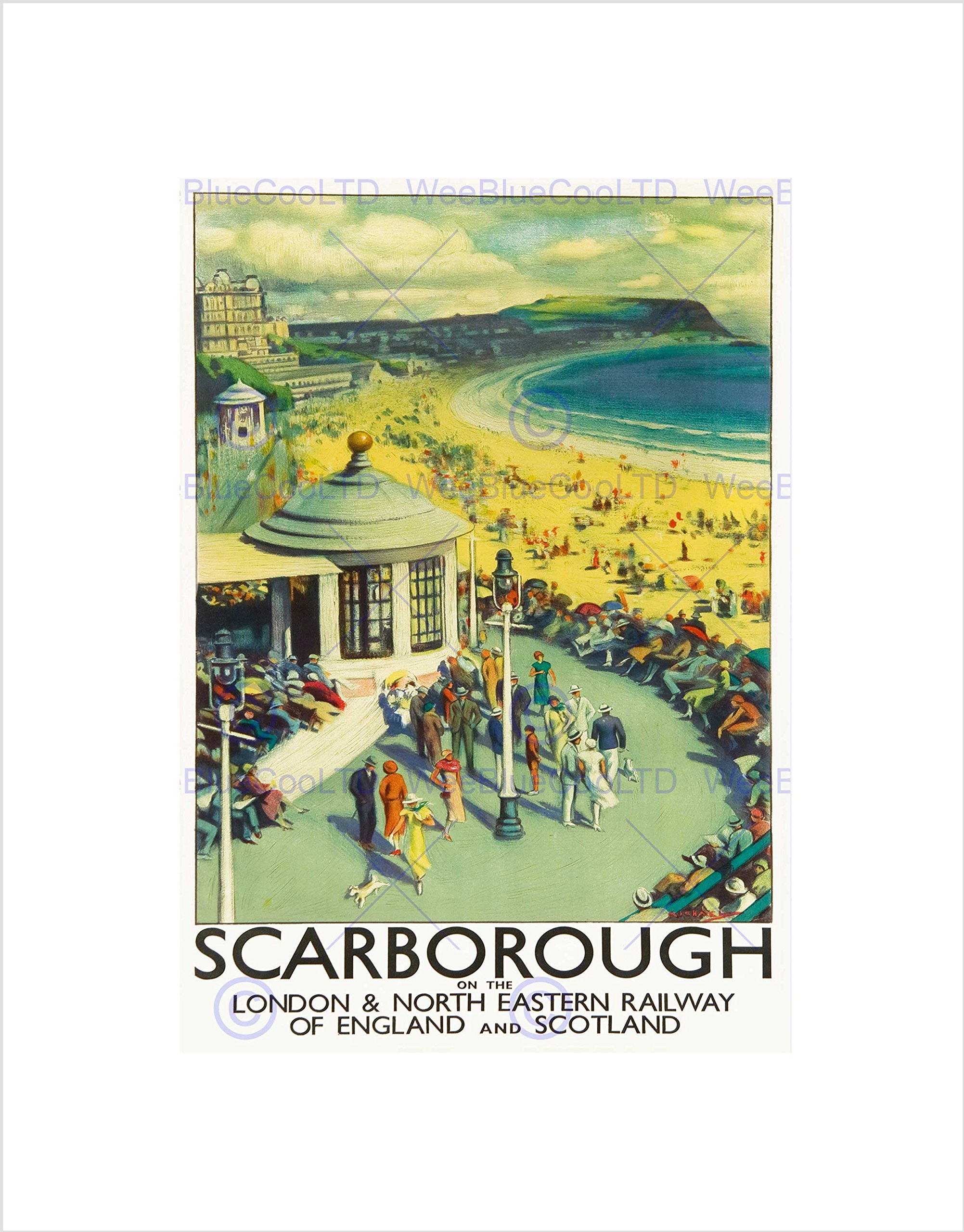 Wee Blue Coo TRAVEL TOURISM SCARBOROUGH BEACH RESORT YORKSHIRE UK FRAMED ART PRINT B12X10232