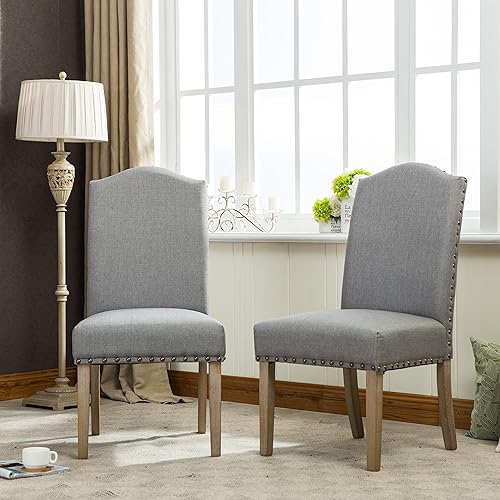 Miniatura 2 de Set of 2 Dining Chairs for Room Table & Seating Chair Sets Kitchen Padded Parson Chairs with Solid Wood Frame Modern Urban Style,Gray