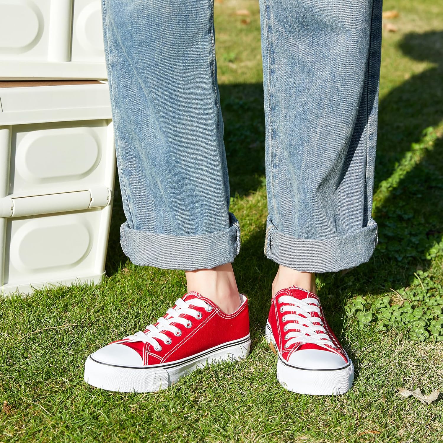 ZGR Womens White Tennis Shoes for Women,Lace up Canvas Sneakers,Casual Walking Canvas Shoes - Image 8