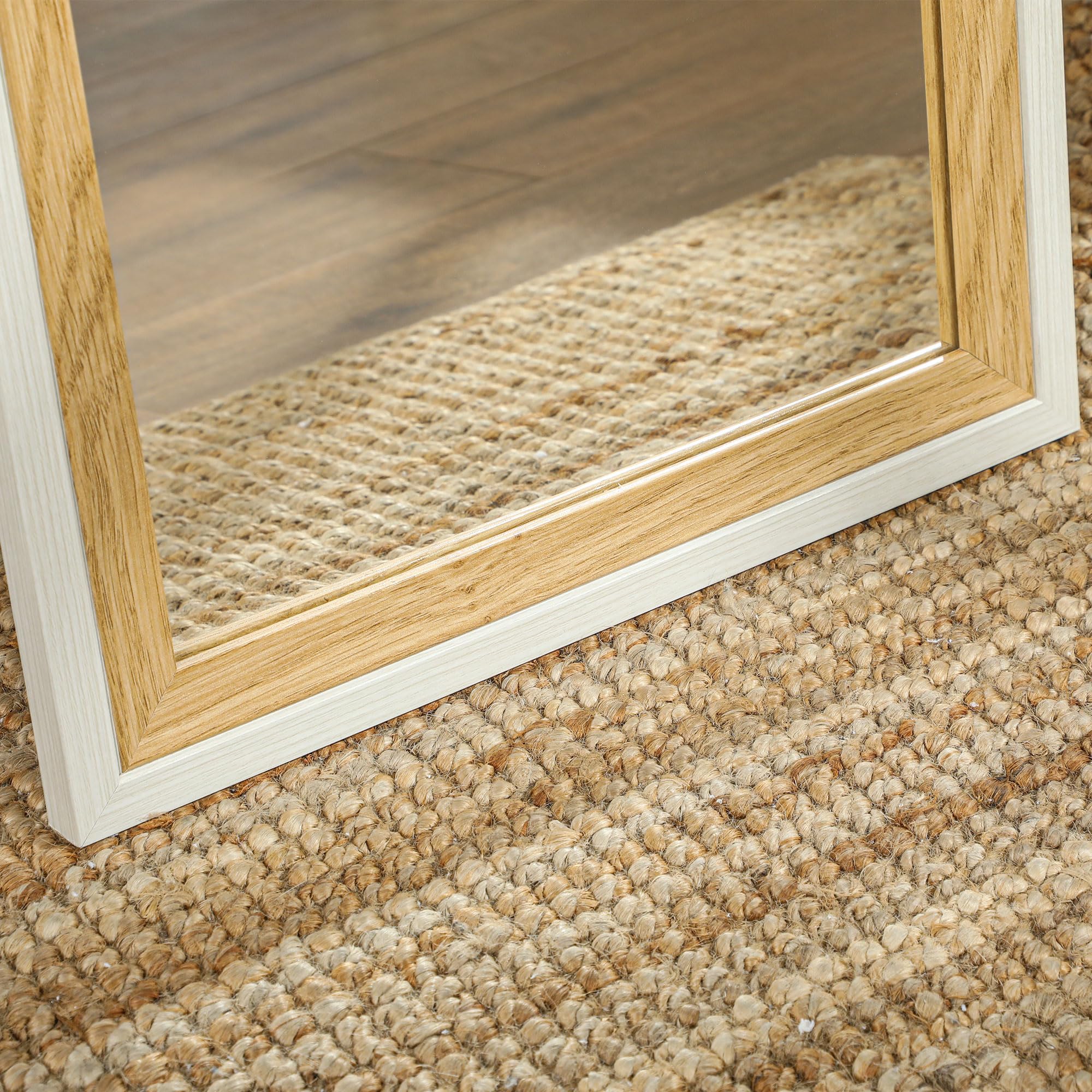 HOMCOM Specchio da pavimento completo, lunghezza 157 x 37 cm, specchio su piedistallo rettangolare con telaio in effetto legno, montaggio a pavimento, sospeso o appoggiato contro la parete, per