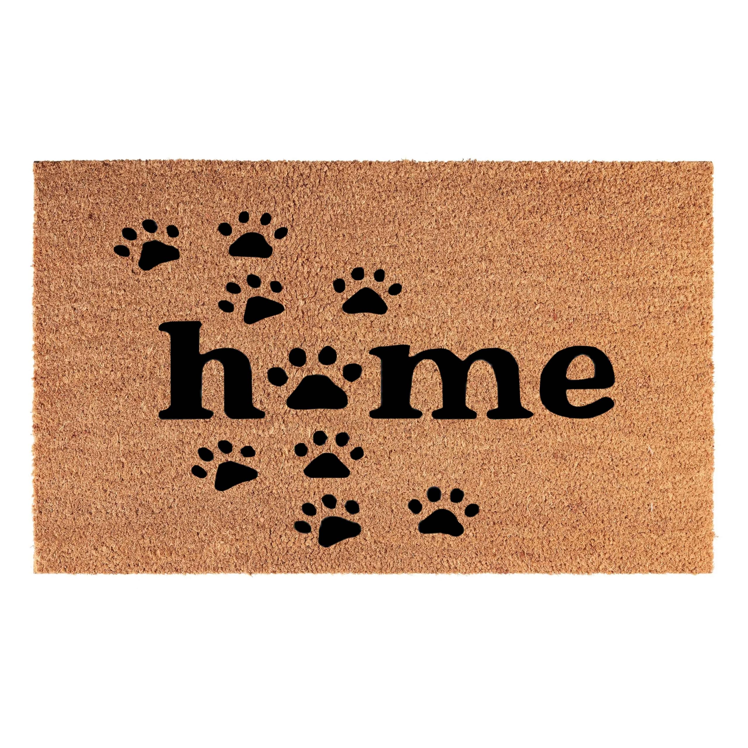 Cost Wise Natural Coir 60cm x 40cm heavy duty doormats with rubber base with humorous message (home with paws) โ image 1