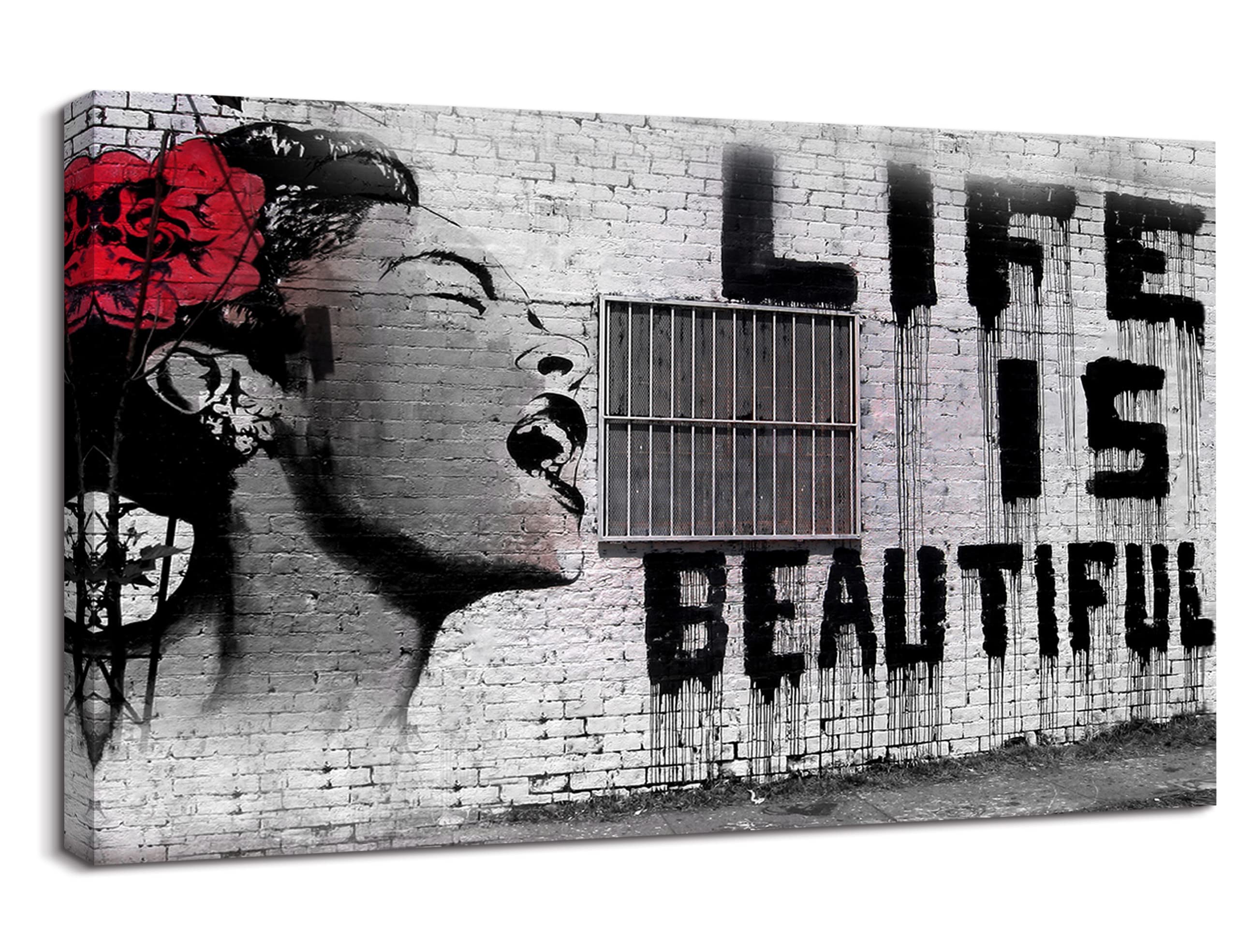 Canvas Wall Art for Living Room, PIY Home Decor of Life is Beautiful Quote Picture, Waterproof Giclee Print Oil Paintings, 32x48