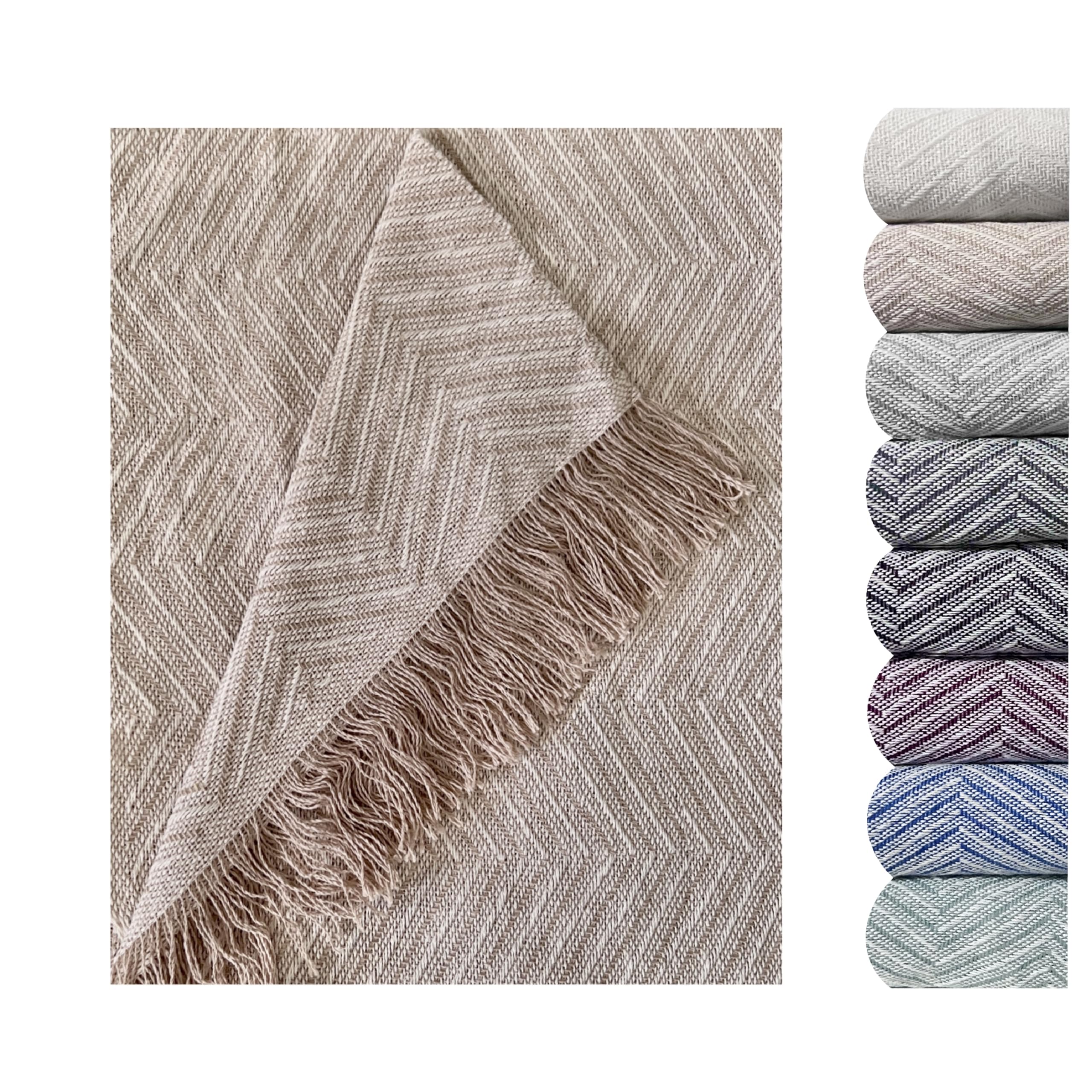 GFD - Colcha Multiusos Espiga para Sofá y Cama Algodón Poliéster, Manta Foulard Cómoda Práctica y Suave, Plaid para Cama Cubrecama, Cubre sofá (Camel, 125 x 180)