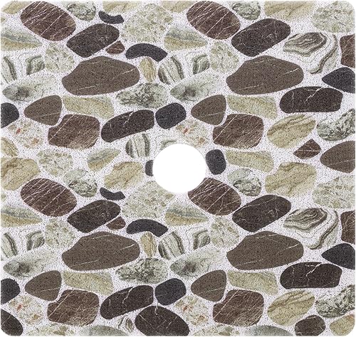 Miniatura 8 de HOMBYS Tapete de ducha cuadrado antideslizante de 27 x 27 pulgadas, tapete de ducha con orificio de drenaje en el medio, tapete de ducha para ducha