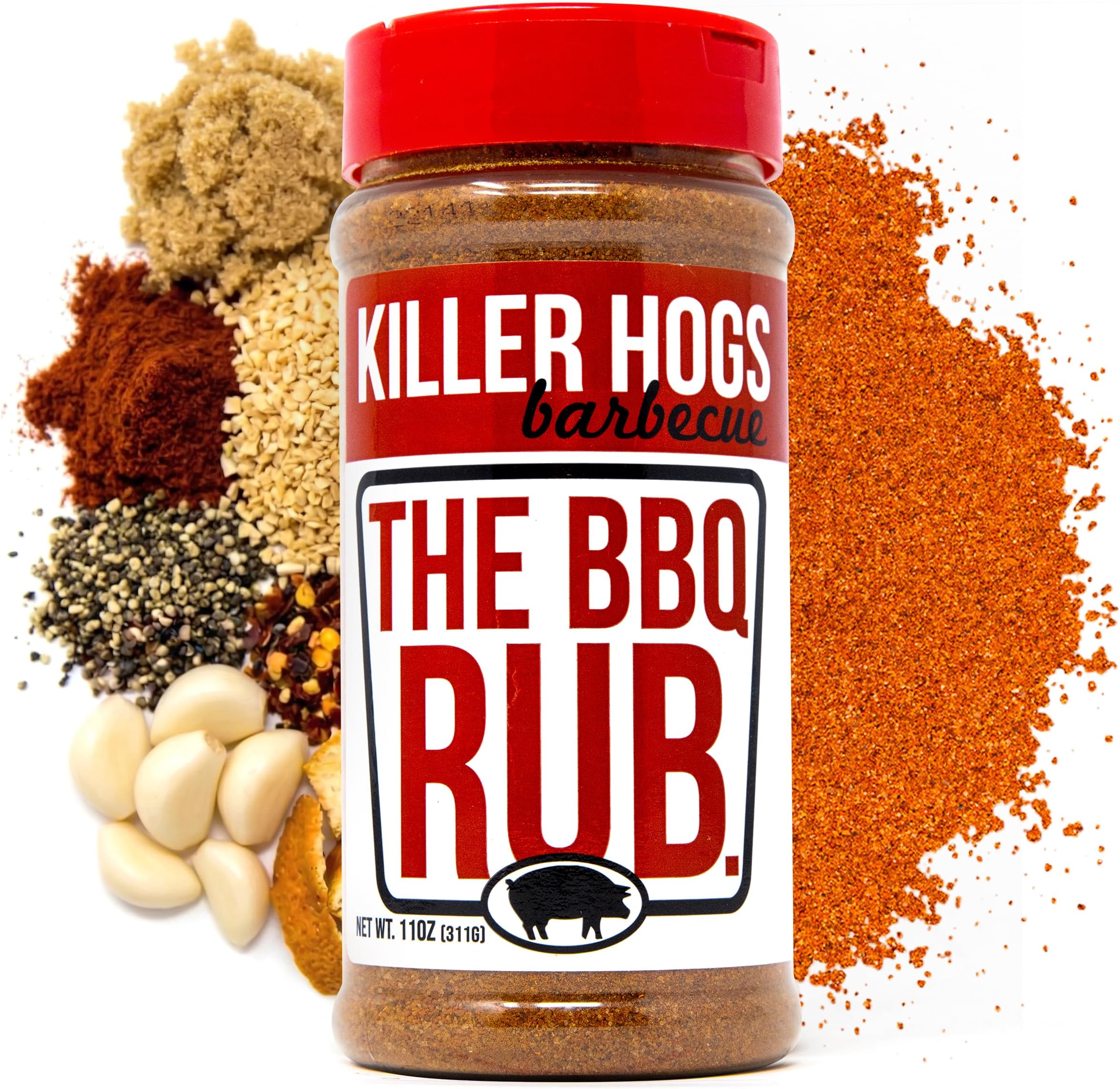 Killer Hogs The BBQ Rub, Championship Barbecue Grill and Smoking Seasoning, Spice Blend for Beef, Steak, Ribs, Burgers, Pork, and Chicken, 11 oz Shaker