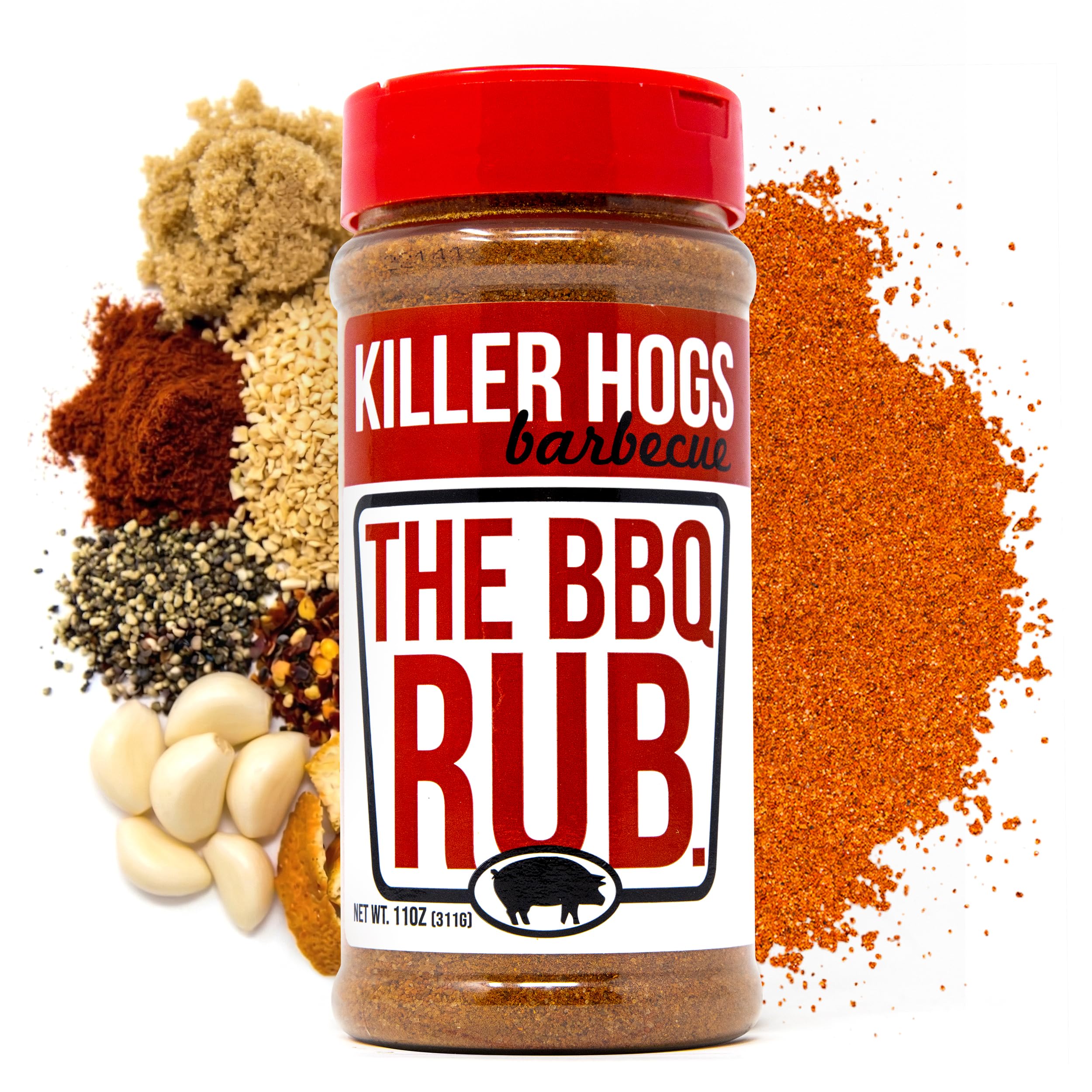 Killer Hogs The BBQ Rub, Championship Barbecue Grill and Smoking Seasoning, Spice Blend for Beef, Steak, Ribs, Burgers, Pork, and Chicken, 11 oz Shaker