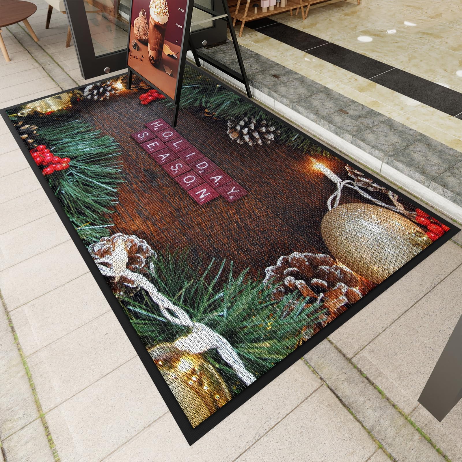 Custom Door Mat Personalized Logo Text Entrance Commercial Floor Mats with Non-Slip Rubber Backing Indoor Outdoor Waterproof Mat 2' x 5'