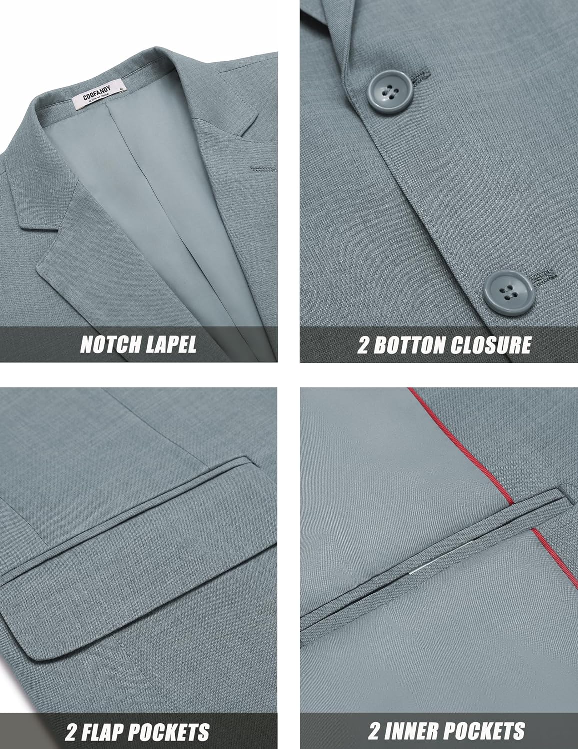 COOFANDY Mens Linen Casual Blazer Slim Fit Sport Coat Two Button Summer Suit Jacket Lightweight Business Sport Jacket - Image 5