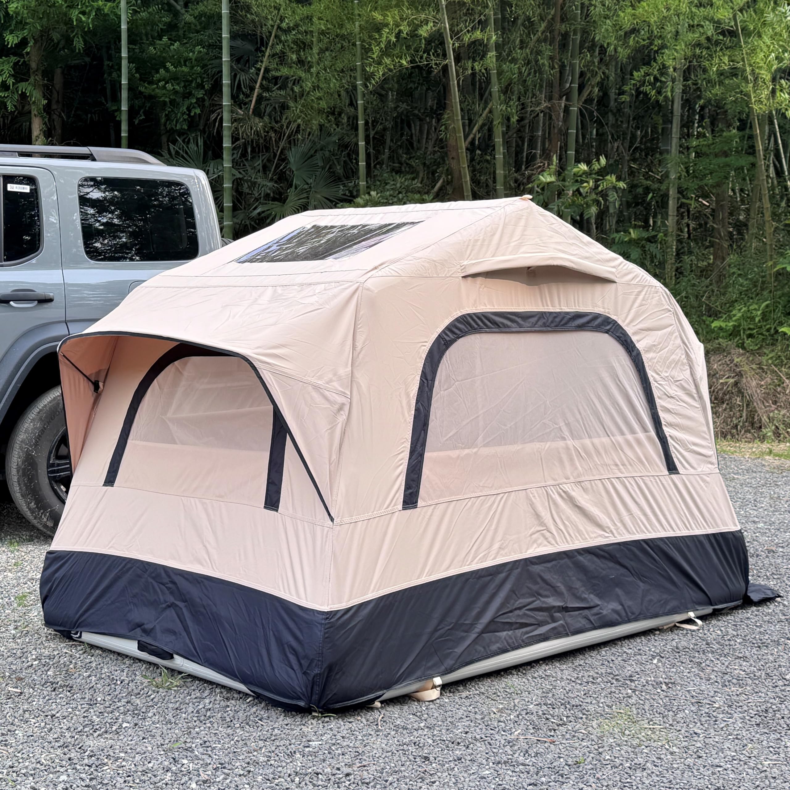 Tente de Toit pour Voiture 1-3 Personnes, Tente Gonflable 300D,imperméable PU3000,UPF50+,Matelas épais,Tente de Camping pour Véhicules Pliable et Imperméable Camion,Voyage