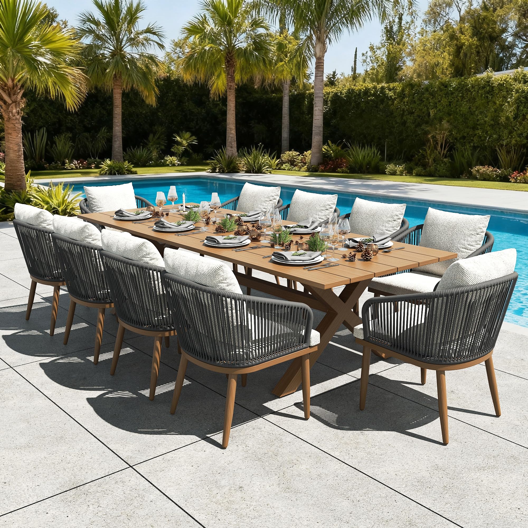 LayinSun 11 Pieces Outdoor Patio Dining Set