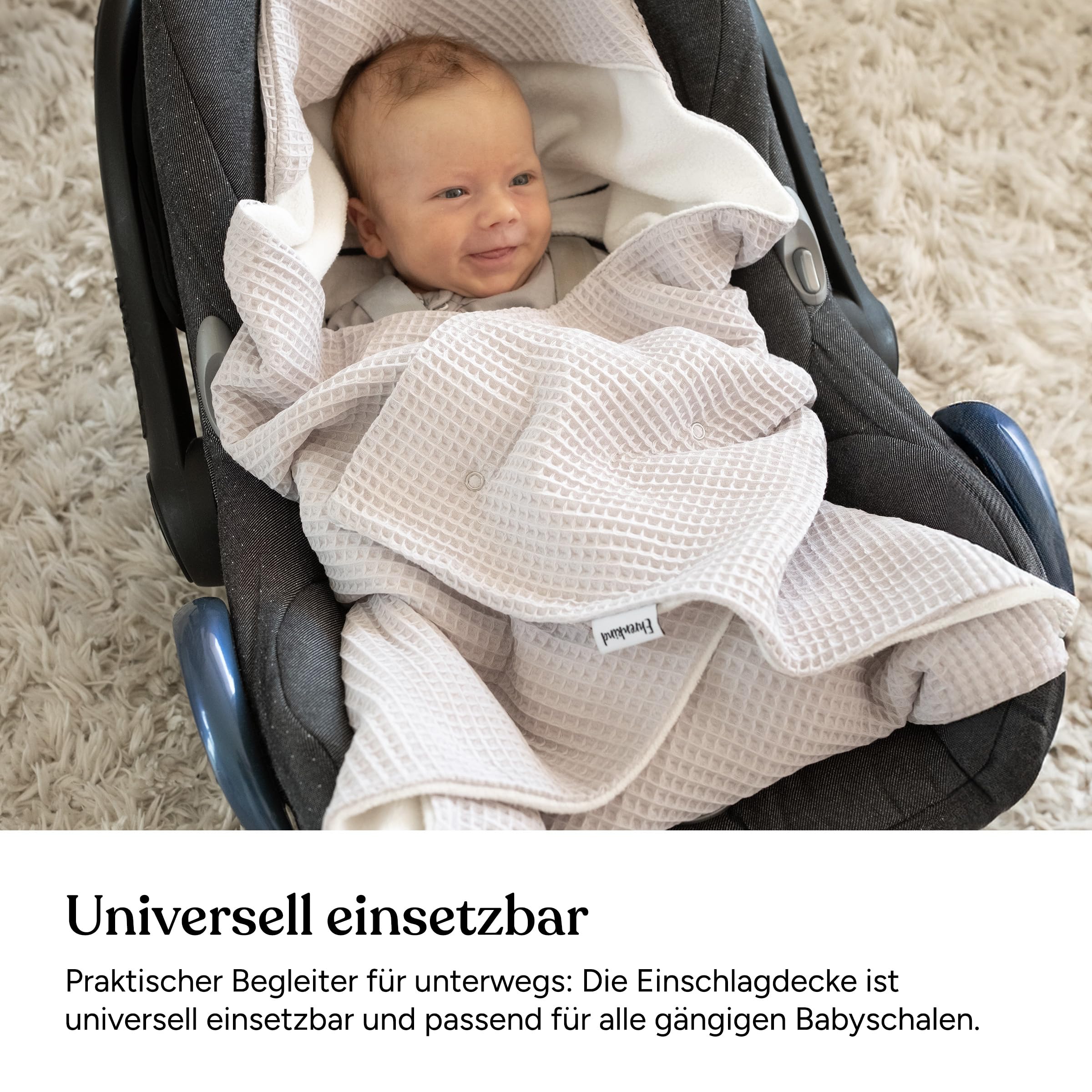 Ehrenkind® Einschlagdecke Babyschale | Für das ganze Jahr | Oeko-TEX Zertifiziert | Rosé-Creme | Made in Europe Babydecke für Kindersitz oder Kinderwagen | kuschelige Decke für Babys
