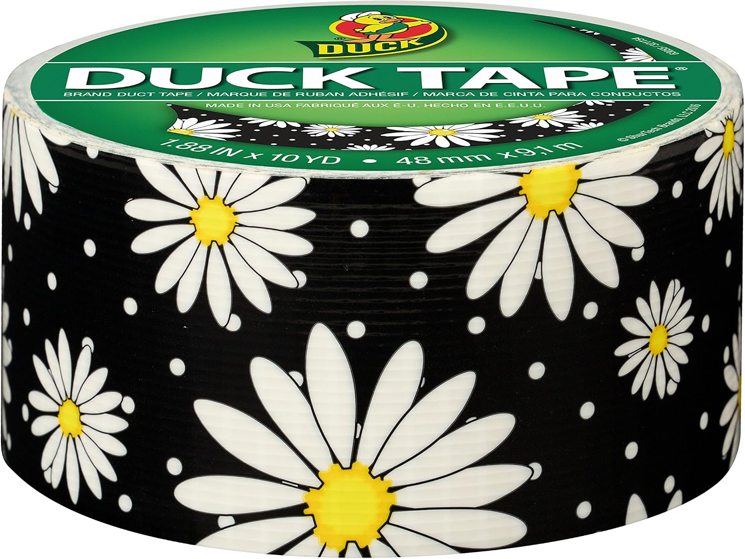 Duck Brand 284565 Printed Duct Tape Single Roll, 1.88 Inches x 10 Yards, Crazy Daisy