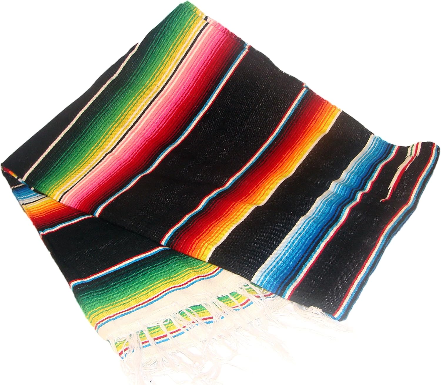 Sanyork Mexican Black Sarape Artisan Made Blanket X-large Party Table Cloth Beach000203