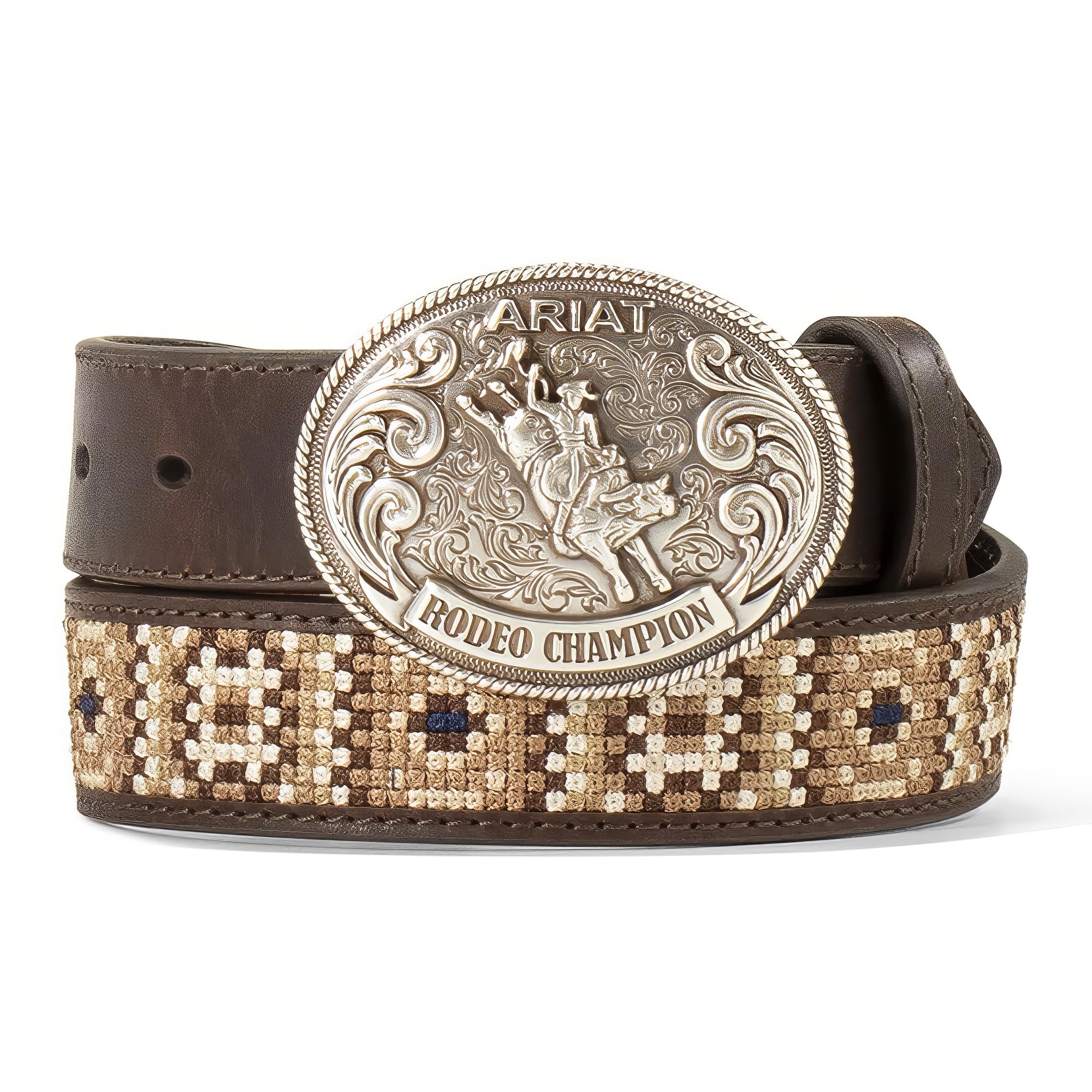 ARIAT Youth Boys Embroidered Rattlesnake Bullrider Trophy Belt, Brown, 26
