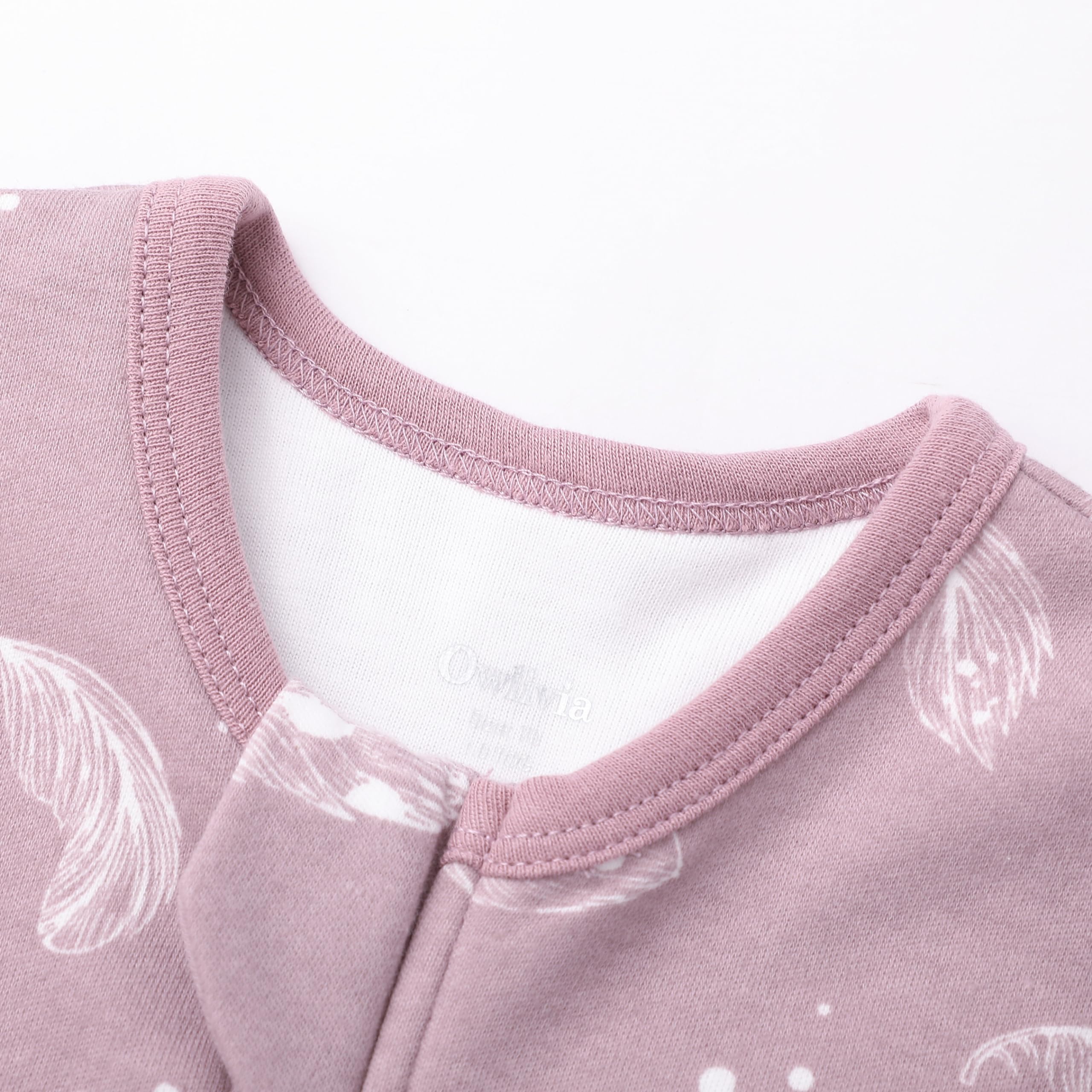 Owlivia 1.0 Tog 100% Organic Cotton Baby Sleeping Bag with Feet Toddler Sleeping Bags with Legs Sleeveless Wearable Blanket for All- Season Comfort(Feather Mauve - Image 2