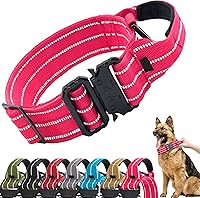 Vista 49 de Tactical Dog Collar, Adjustable Military Training Reflective Nylon Dog Collar with Control Handle, Heavy Duty Metal Buckle for Medium and Large Black