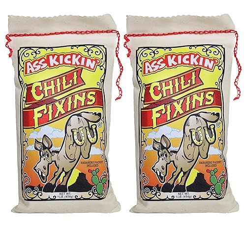 KICKIN' Chili Fixins Paquete de 2 Regalo gourmet premium fabricado en los Estados Unidos 16 onzas cada uno
