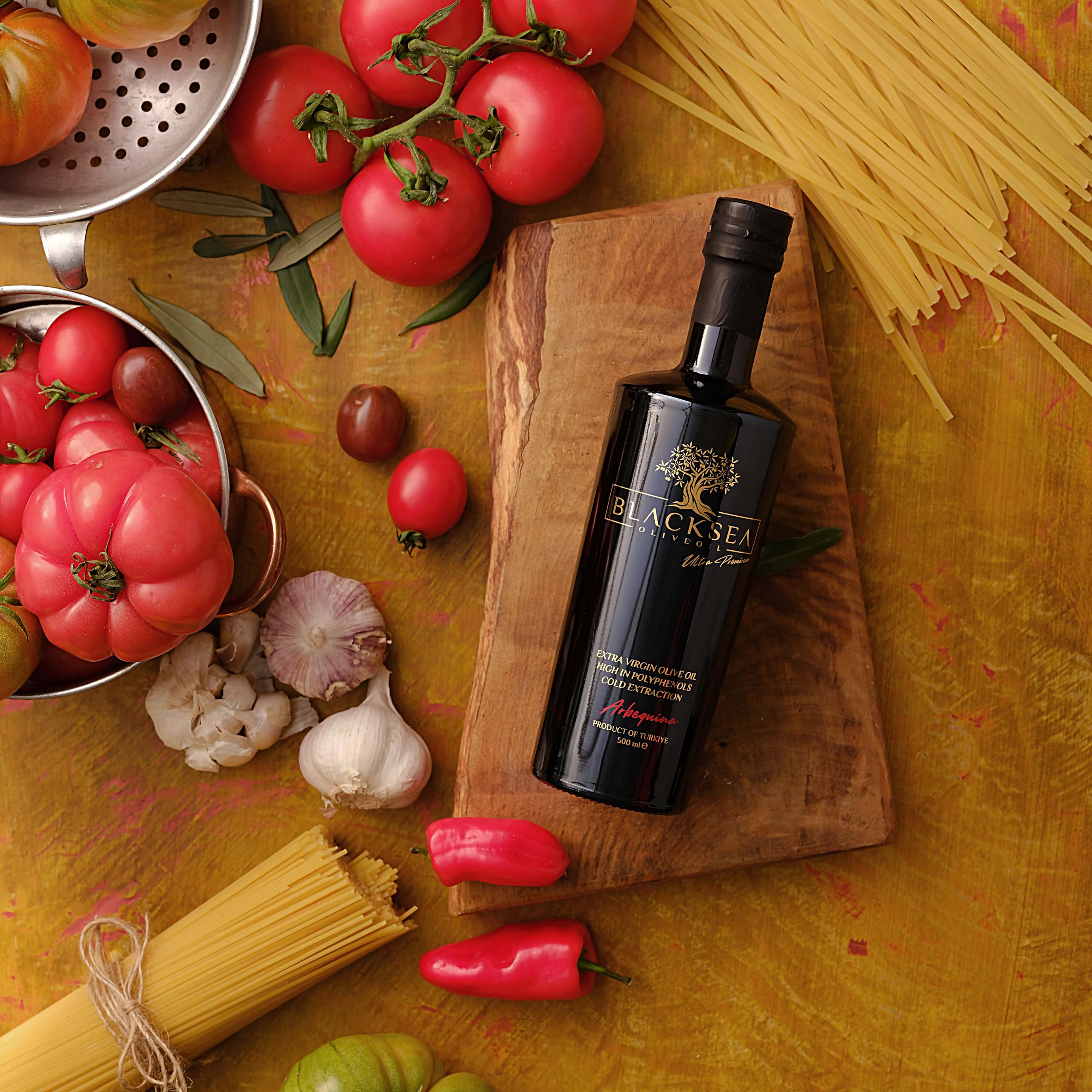 BLACKSEA Premium Olivenöl Extra Nativ Gefiltert 500 ml – 100 % Arbequina – Kaltgepresst – Polyphenolreich – Säure <0,2 % – Mild & Fruchtig – Erste Ernte – Für Feinschmecker & Gourmetküche
