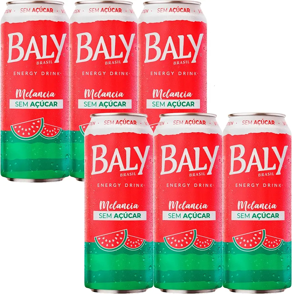 Energético Baly Diversos Sabores e Tamanhos Escolha nas Variações (Melancia Zero açucar 473ml pack 6 unidades)