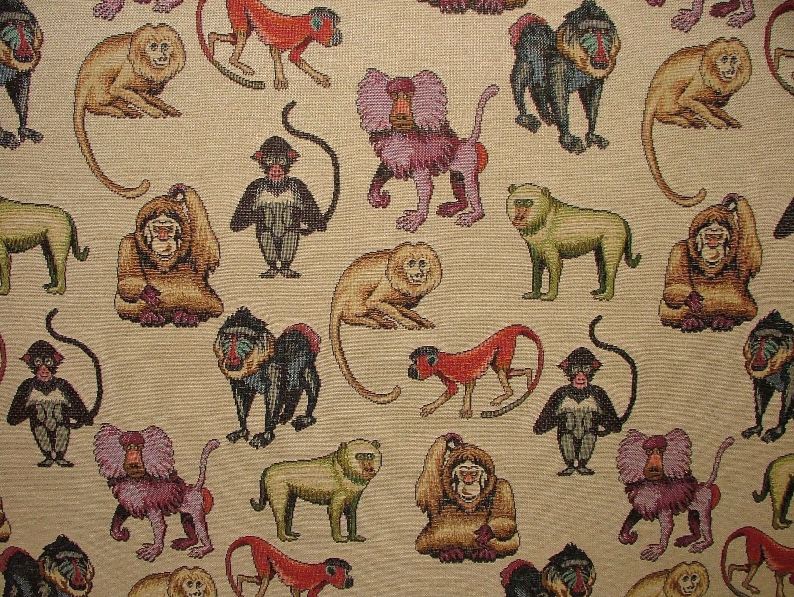 Pandoras Upholstery Animal Tapestry Monkeys Designer Fabric Ideal For Upholstery Curtains Cushions Throws (A4 Sample)