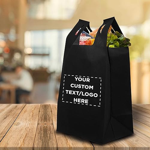 Miniatura 6 de DISCOUNT PROMOS Bodega - Juego de 10 bolsas de mano ligeras personalizadas, reutilizables, ideales para comestibles, ferias comerciales, recuerdos