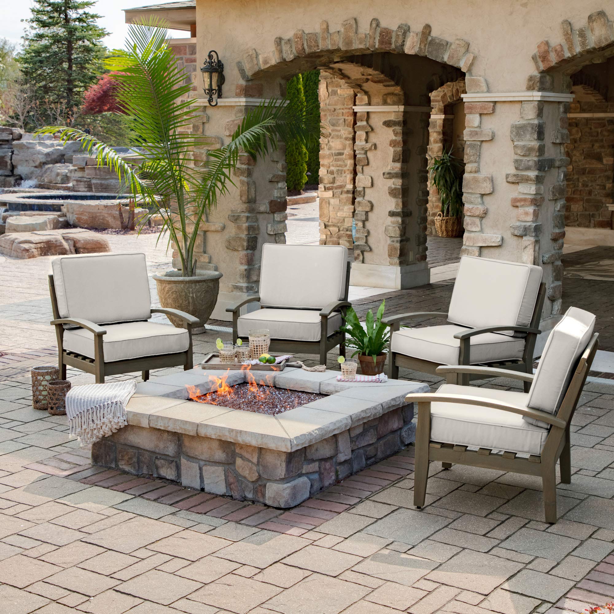 Arden Selections ProFoam EverTru Acrylic 24 x 24 x 6 in Deep Seat Set, Sand Cream