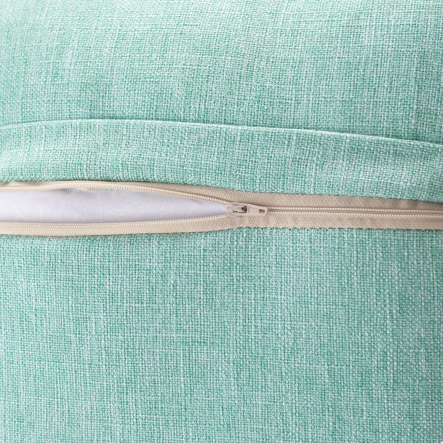 Meekio Set of 2 Aqua Green Pillow Covers 18 x 18 Linen Pillow Covers with Coconut Buttons Farmhouse Décor Housewarming Gifts - Image 5