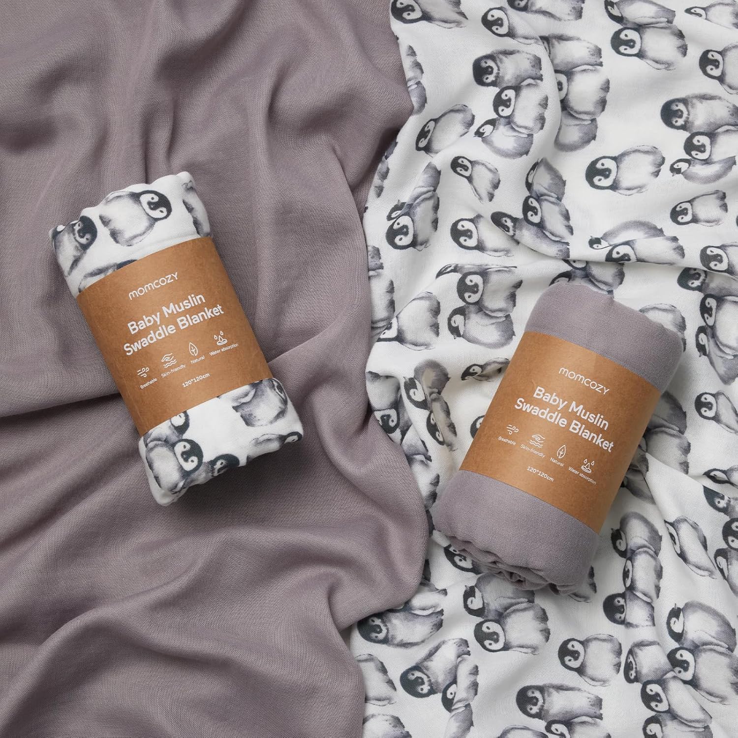 Momcozy Softness Upgrade Muslin Swaddle Blankets, Cute