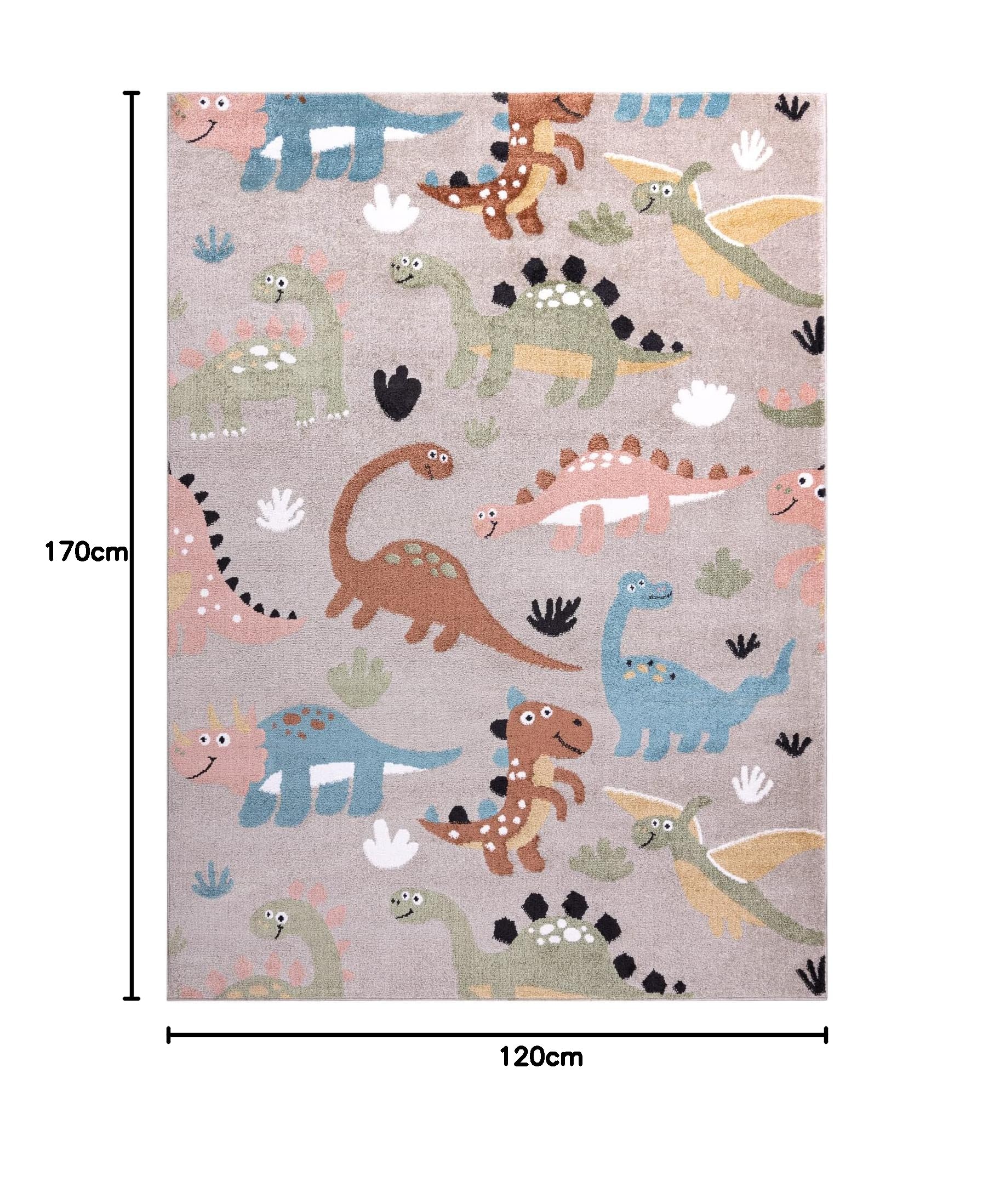 Dywan Fun Dino dla dzieci, dinozaur beżowy, 120 x 170 cm, beżowy