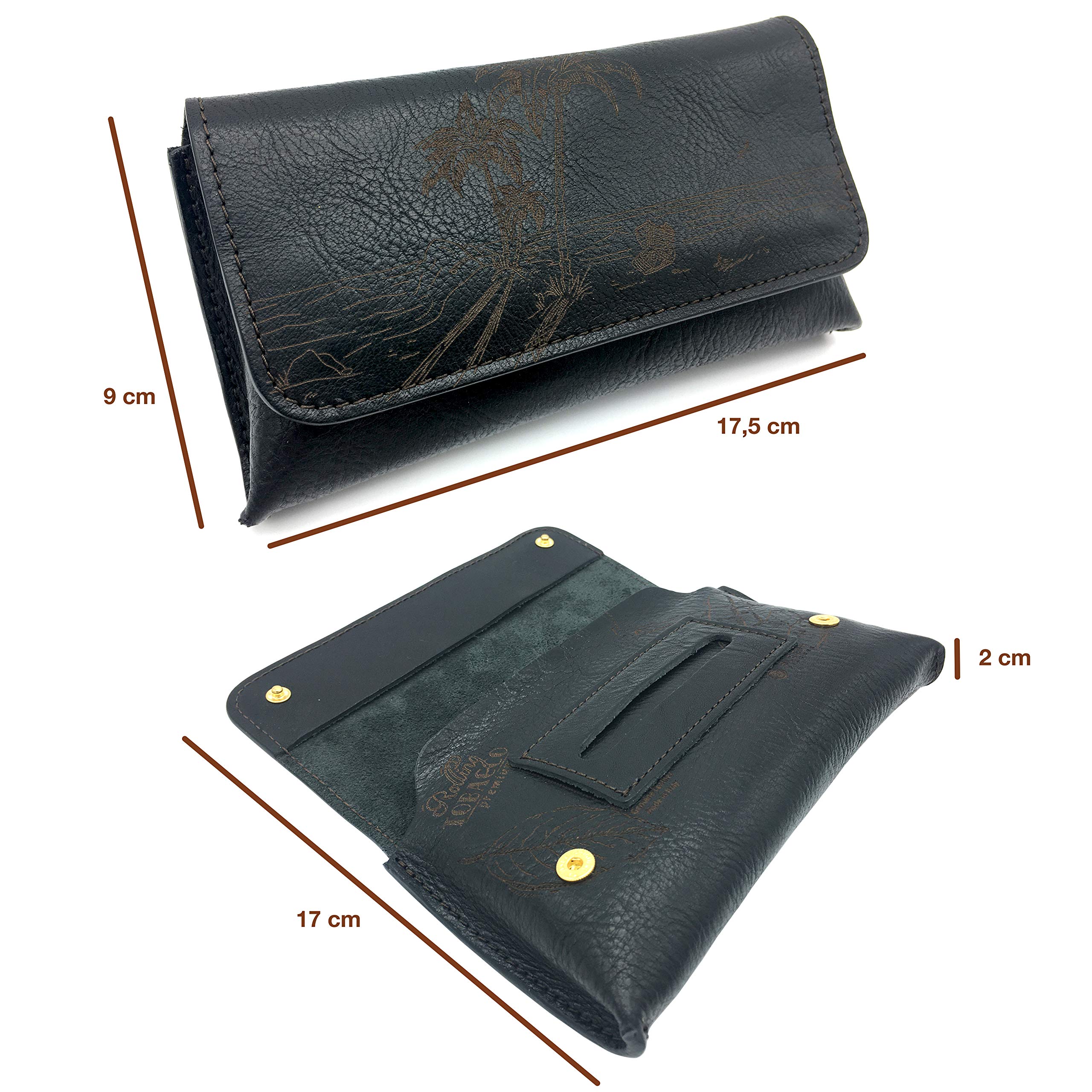 Porta Tabacco In Pelle Montalcino - Made In Italy, Conciato Al Vegetale Con Icona Fiorentina - Foto 2