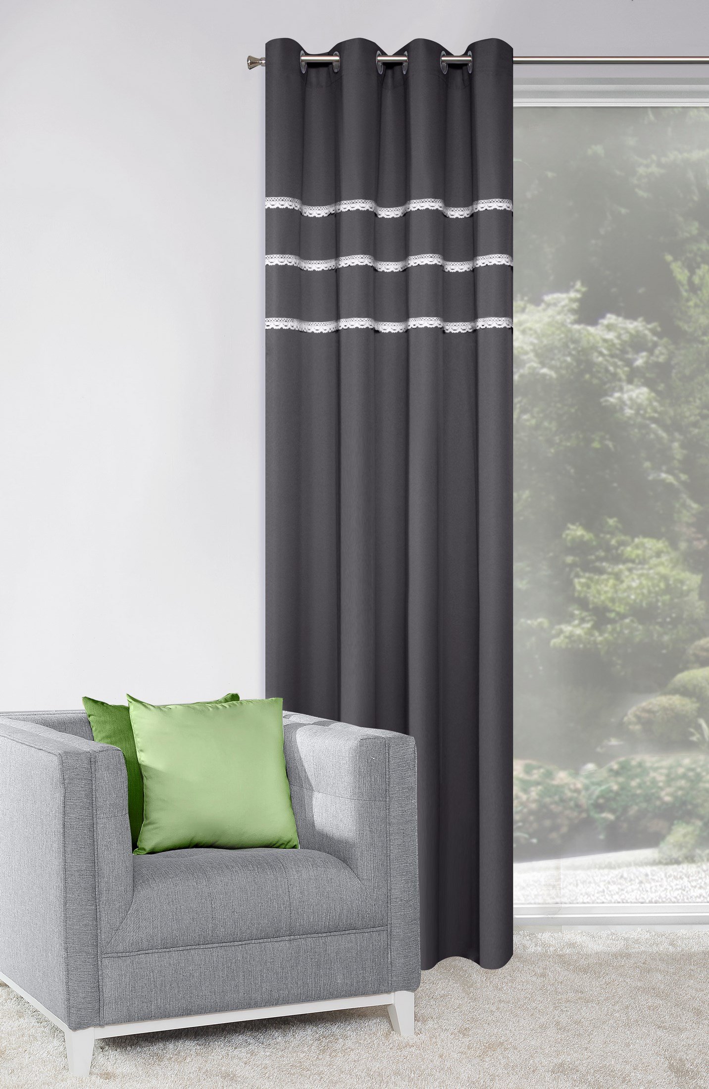 Eurofirany ZAS/Lilia Graf Curtain 140 x 250 x 0.3 cm – Grey – Fabric