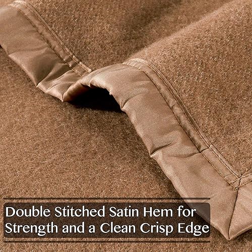 Miniatura 6 de Poyet Motte Rivoli - Manta sólida de 100% lana virgen, 100% lana, peso mediopesado, lavable a máquina (camello sólido, tamaño matrimonialqueen)